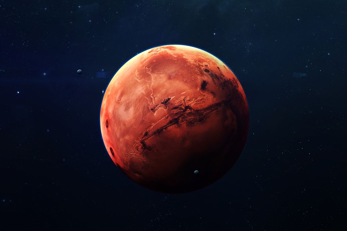 Ilustrasi planet mars. Rotasi planet Mars berputar lebih cepat. 