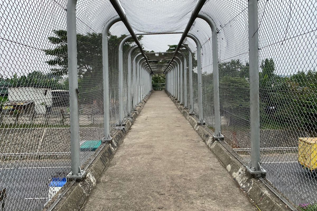 Jembatan Penyeberangan Orang (JPO) di Jatiasih, Bekasi. Jembatan ini menjadi lokasi terjatuhnya korban berinisial MAG (8) ke jalan tol pada Minggu (2/6/2024).