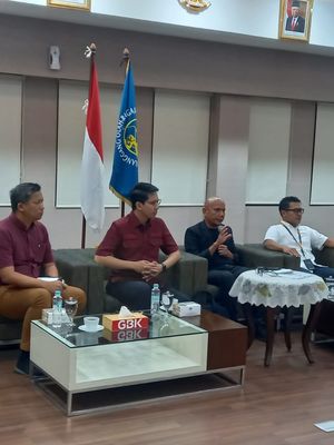 Direktur Utama PPKGBK Rakhmadi Afif Kusumo dalam konferensi pers di Jalan Pintu Satu Senayan, Jakarta, Selasa (31/10/2023).