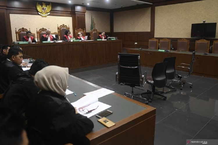 Sidang in absentia Honggo Wendratno di Pengadilan Tindak Pidana Korupsi Jakarta, Senin (22/6/2020). 