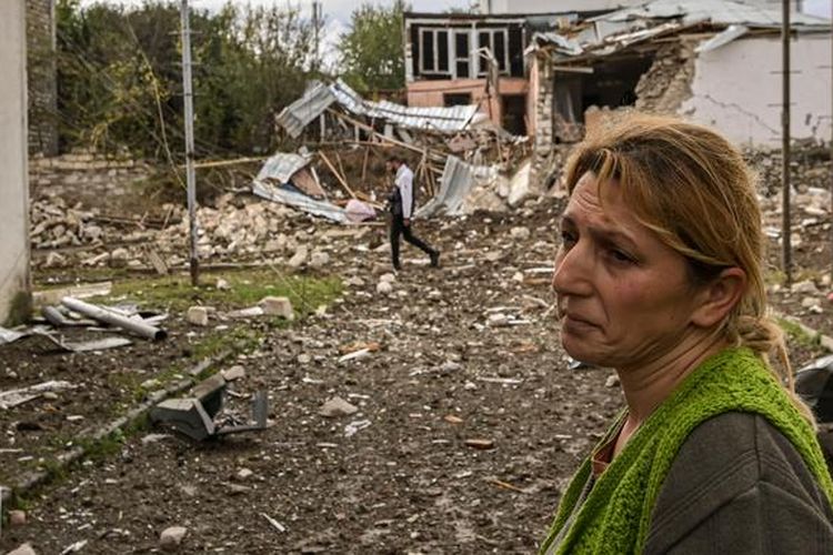 Rumah yang hancur di Nagorno-Karabakh akibat perang Azerbaijan-Armenia.