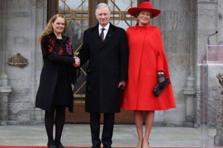 Raja Philippe dan Ratu Mathilde dari Belgia disambut Gubernur Jenderal Kanada di Ottawa, Senin (12/3/2018).