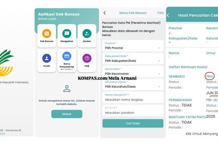 Ilustrasi cek bansos Kemensos. Cek bansos Kemensos. Cara cek bansos Kemensos. Cek PKH 2025. Cara cek penerima PKH 2025.