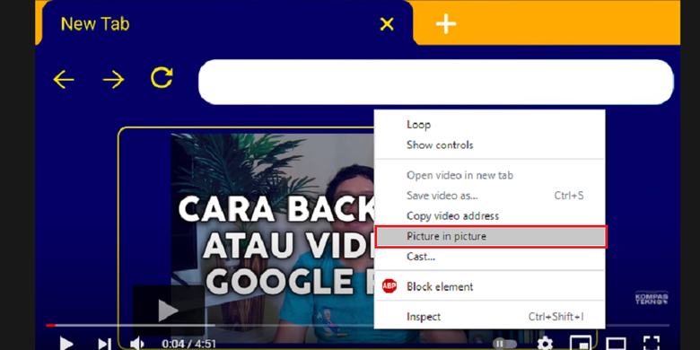 Cara mengaktifkan mode PiP pada YouTube di peramban Windows 10.