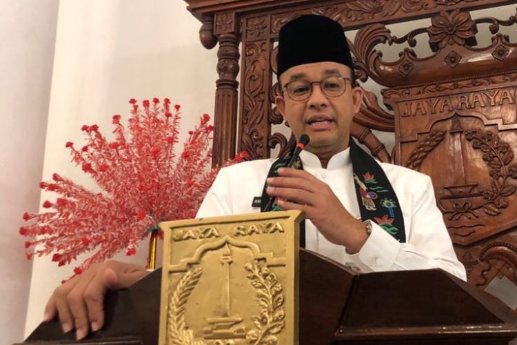 Gubernur DKI Jakarta Anies Baswedan di Balai Kota DKI Jakarta, Jalan Medan Merdeka Selatan, Jumat (20/7/2018). 
