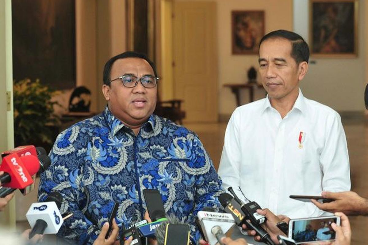 Ketua KSPSI Andi Gani Nena Wea saat memberikan keterangan pers di Istan Kepresidenan, Jakarta, beberapa waktu lalu.