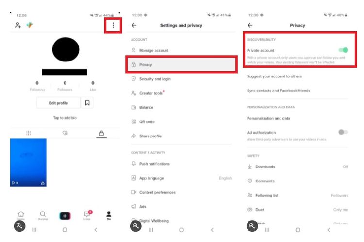 Cara mengubah akun Privat TikTok