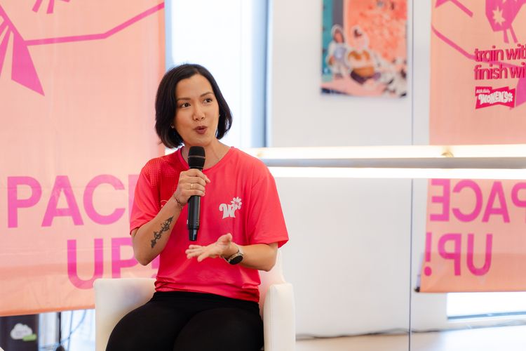 Muse Women?s 10K 2026, Vanessa Budihardja-Barus, dalam acara AIA Vitality Women?s 10K 2026 Press Conference di Jakarta Selatan, Selasa (7/4/2026).
