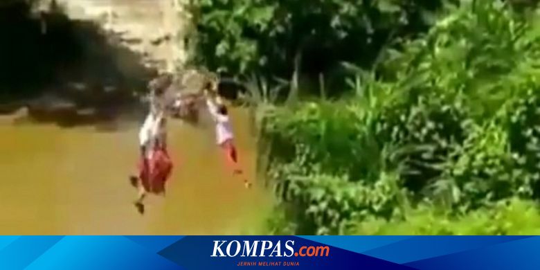 5 Fakta Video Viral 3 Bocah SD Berseragam Merah Putih Bergelantungan Seberangi Sungai