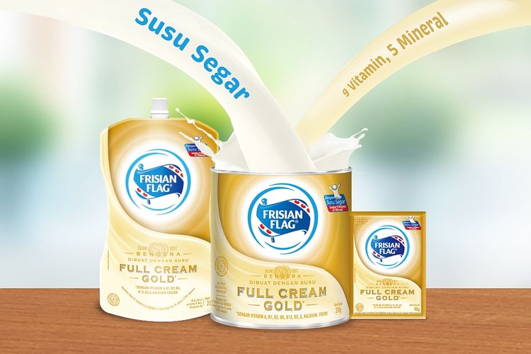 Ilustrasi produk susu kental manis Frisian Flag Full Cream Gold. 