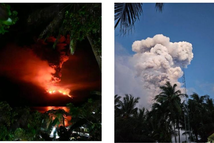 Gunung Ruang di Kabupaten Kepulauan Siau Tagulandang Biaro (Sitaro), Sulawesi Utara (Sulut) erupsi.
