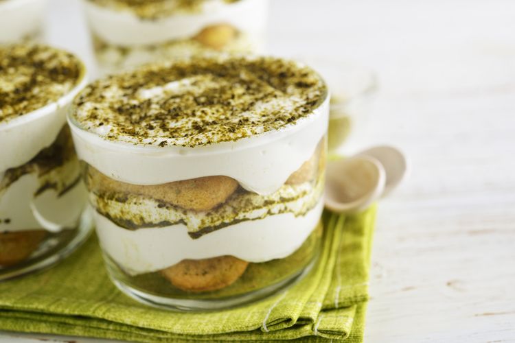 Ilustrasi green tea tiramisu. 