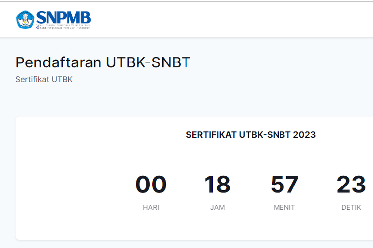 Hitung mundur masa unduh sertifikat UTBK SNBT 2023 dibuka mulai Senin (26/6/2023) pukul 15.00 WIB.