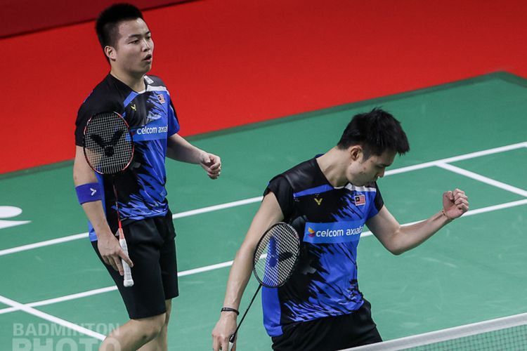 Penampilan ganda putra Malaysia Aaron Chia/Soh Wooi Yik di Toyota Thailand Open 2021. 