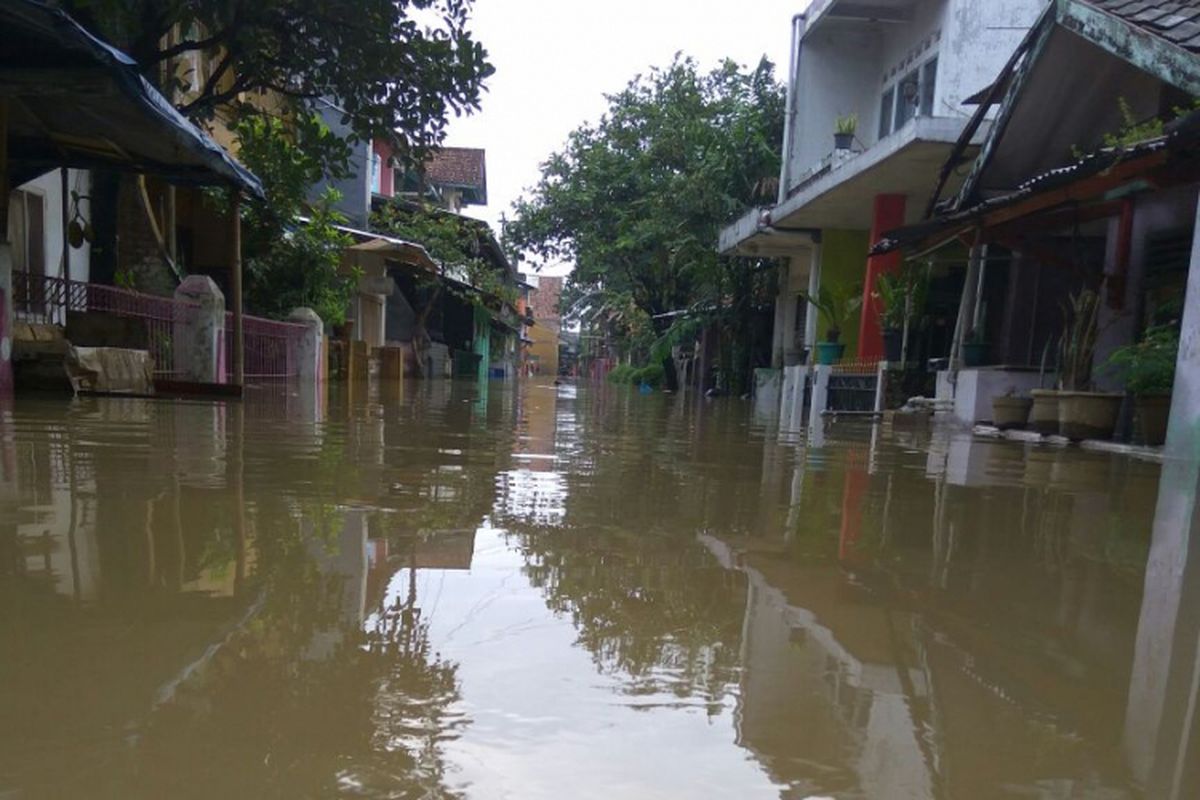 Suasana banjir di Dayeuh Kolot Bandung, Rabu (8/3/2017).