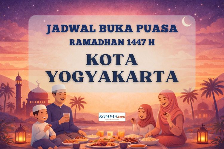 Jadwal buka puasa Ramadhan 2026 Kota Yogyakarta lengkap dari tanggal 1 - 30 Ramadhan 1447 H.