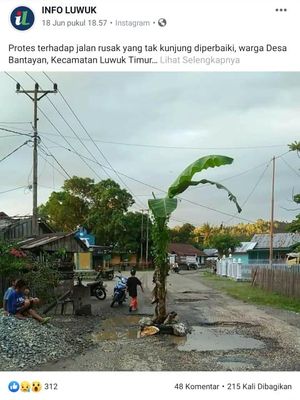  Begini kondisi Jalan Provinsi di Desa Bantayan. Warga protes karena belum juga diperbaiki, Kamis (20/6/2019)