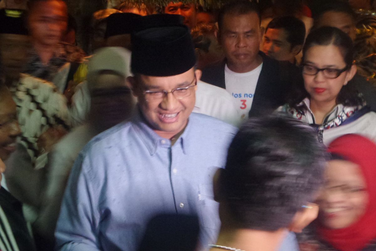 Anies Baswedan saat menghadiri kegiatan pesan persatuan yang diselenggarakan di Musem Bank Indonesia, Jakarta Barat, Jumat (5/5/2017)