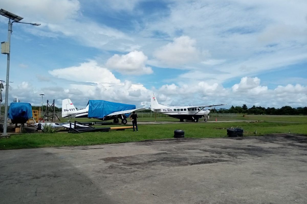 Sejumlah pesawat Susi Air yang terparkir di halaman kiri Hanggar Malinau.