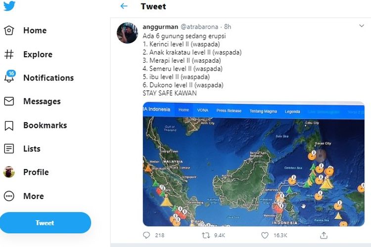 Viral Twit 6 Gunung Disebut Meletus Bersamaan, Ini Penjelasan PVMBG