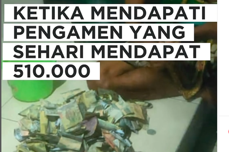 Tangkapan layar unggahan Satpol PP Kota Yogyakarta soal pengamen yang saat ditertibkan ternyata telah mendapat Rp 510.000 dalam 6 jam. 