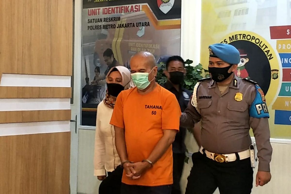 Guru ngaji cabul saat ditemui di Polres Metro Jakarta Utara, Rabu (9/6/2021).