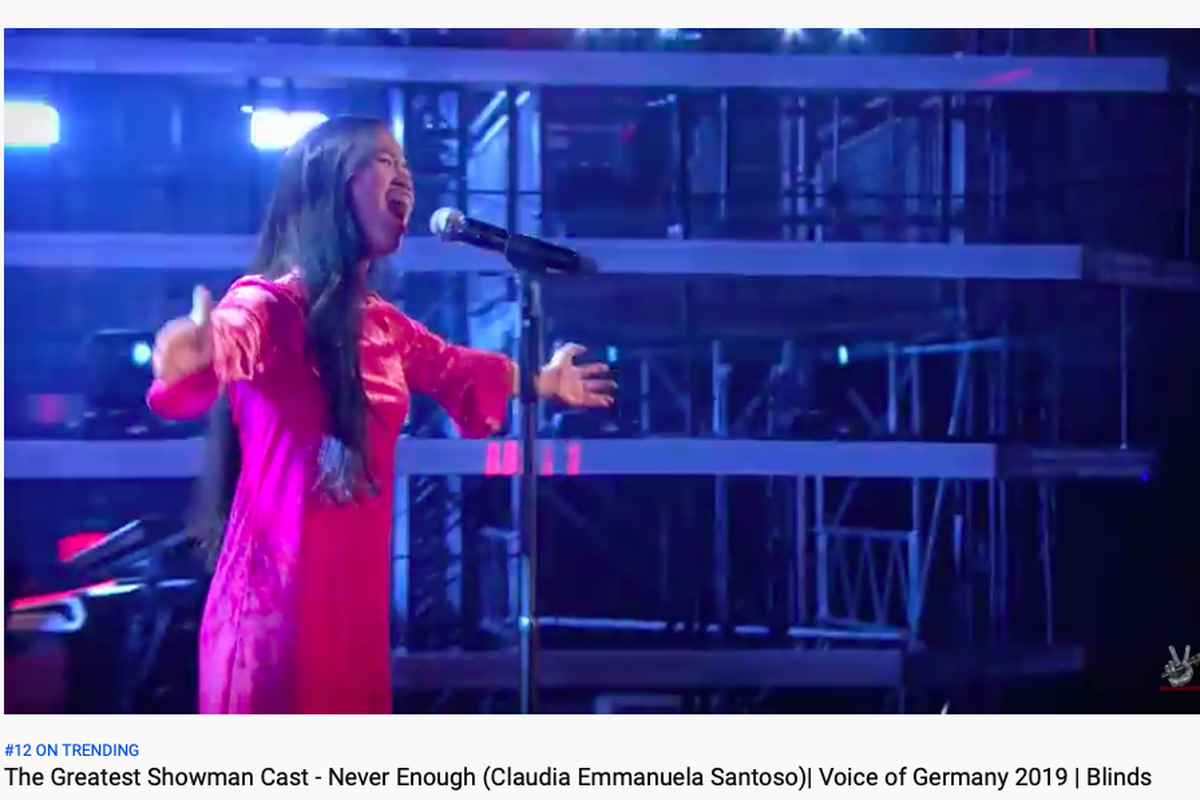 Remaja 19 tahun asal Cirebon, Jawa Barat, Claudia Emmanuela Santoso berlaga di ajang pencarian bakat The Voice of Germany.