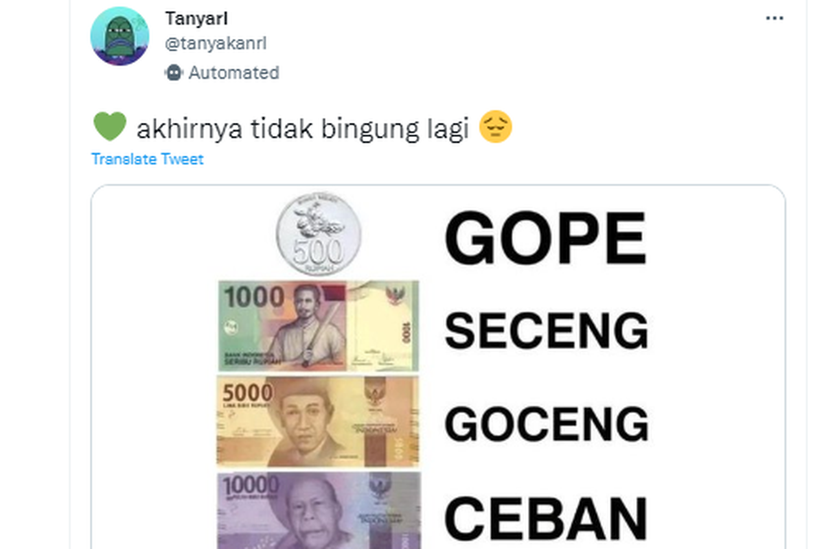 Ramai Twit soal Arti Gopek, Goceng, Ceban, dan Gocap, Bagaimana ...