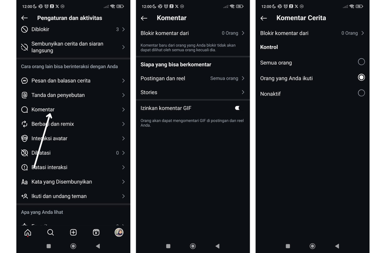 Cara nonaktifkan komentar IG Stories