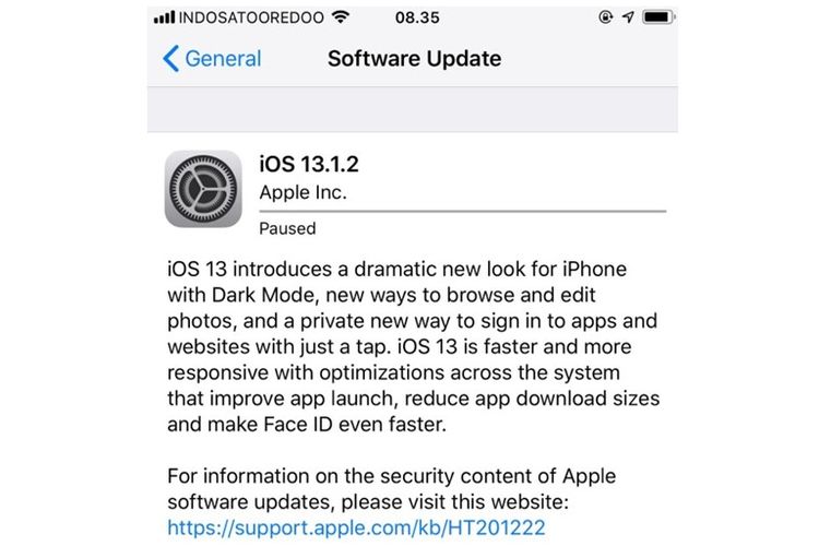 Tampilan pengaturan aplikasi iPhone dengan iOS 13.