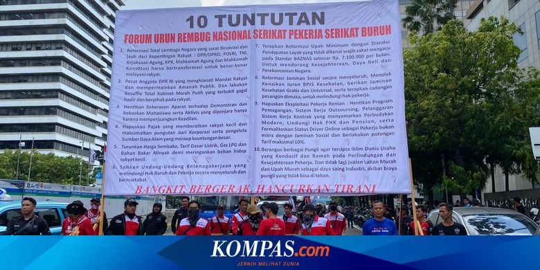 Masa Buruh Long March ke Patung Kuda, Serukan 10 Tuntutan