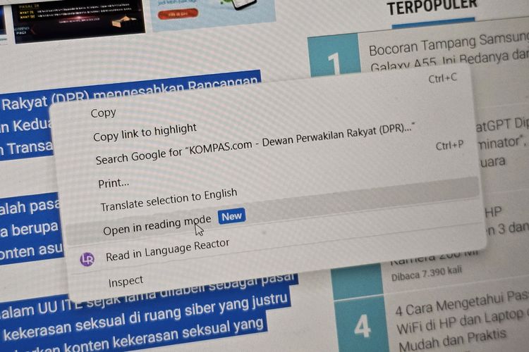 Pengguna peramban (browser) Google Chrome desktop kini bisa membaca teks panjang di situs web dengan lebih fokus, tanpa terganggu iklan. Hal ini dimungkinkan berkat fitur baru di Google Chrome bernama mode baca alias reading mode. 
