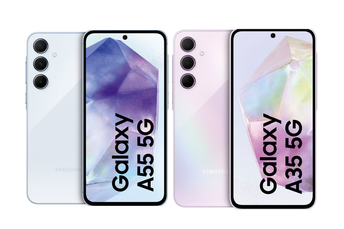 Bocoran tampilan Samsung Galaxy A55 5G (kiri) dan Samsung Galaxy A35 5G (kanan)