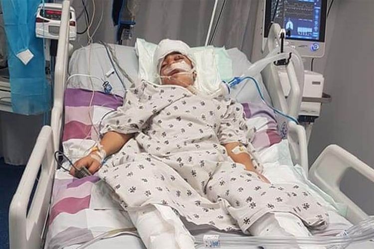 Mohammed Tamimi, remaja 14 tahun asal Palestina yang koma akibat terkena peluru karet yang ditembakkan polisi Israel di wajahnya (15/12/2017).