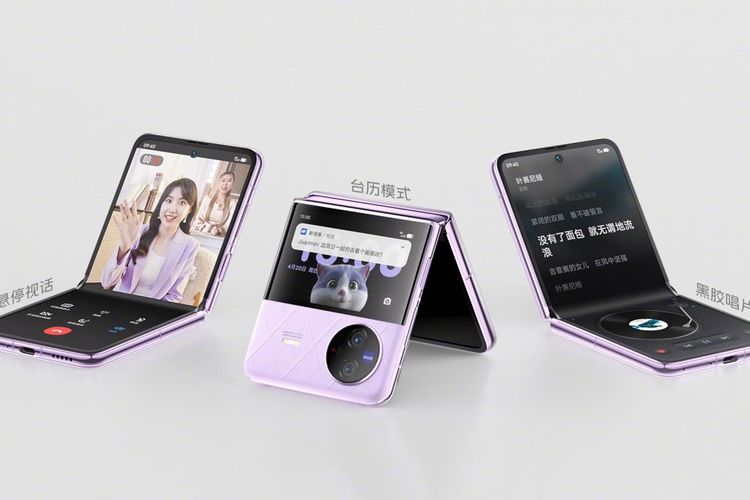Vivo X Flip dapat dilipat setengah untuk memudahkan pengguna mengambil selfie dari kamera depan ataupun kamera belakang
