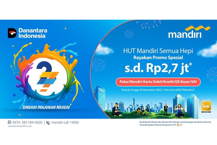 Merayakan ulang tahun ke-27, Bank Mandiri hadirkan promo keuangan dan gaya hidup. 