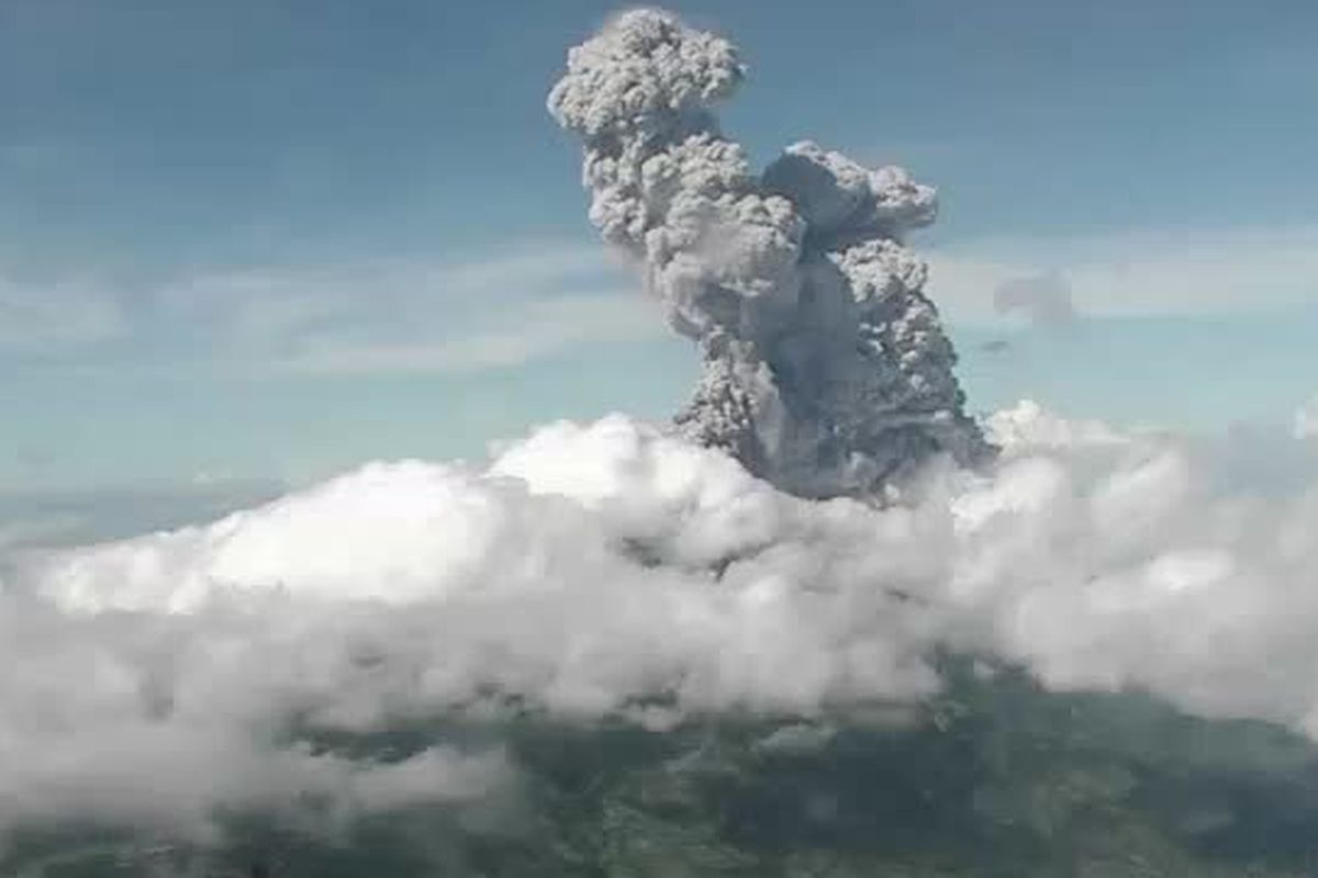 Mount Merapi eruption seen in Boyolali