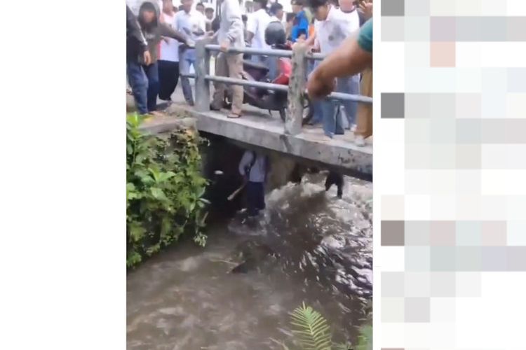 Tangkapan layar video seorang pelajar di Kota Yogyakarta dikepung pelajar lain usai tertinggal rombongan konvoi.