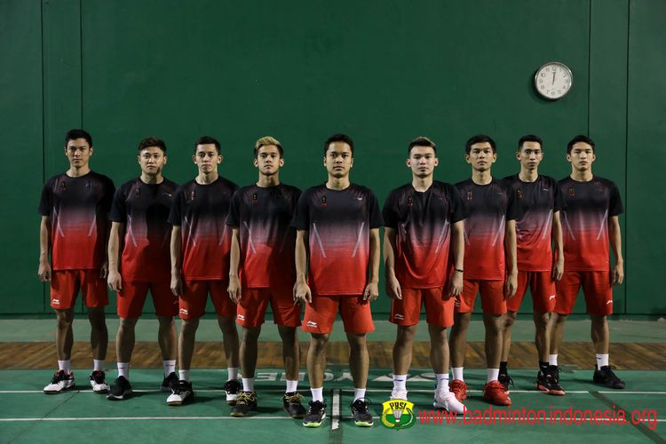 Tim bulu tangkis putra Indonesia yang akan bertanding di SEA Games 2019 di Filipina. 