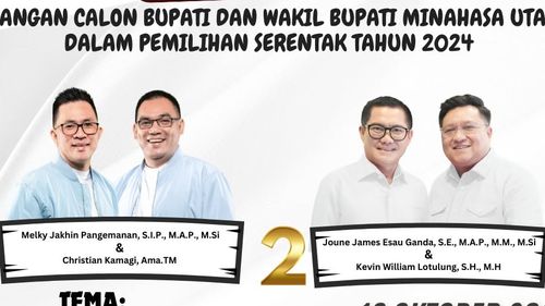 Hasil Quick Count Pilkada Minahasa Utara 2024 Charta Politika Data 8,5 Persen: Joune-Kevin Unggul 58,59 Persen