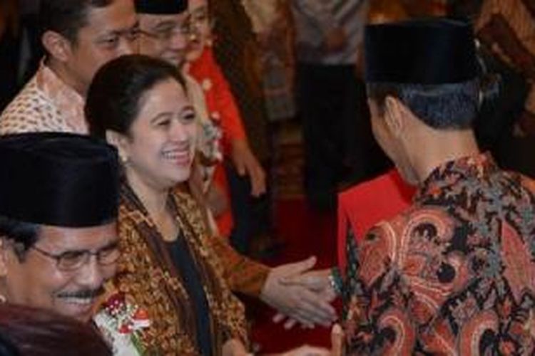 Puan Maharani ketika pelantikan kabinet Kerja Joko Widodo