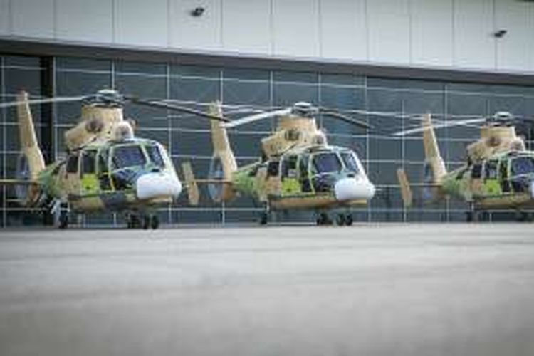 Tiga dari sebelas helikoter AS565 MBe Panther pesanan Indonesia dikirim ke PT Dirgantara Indonesia.
