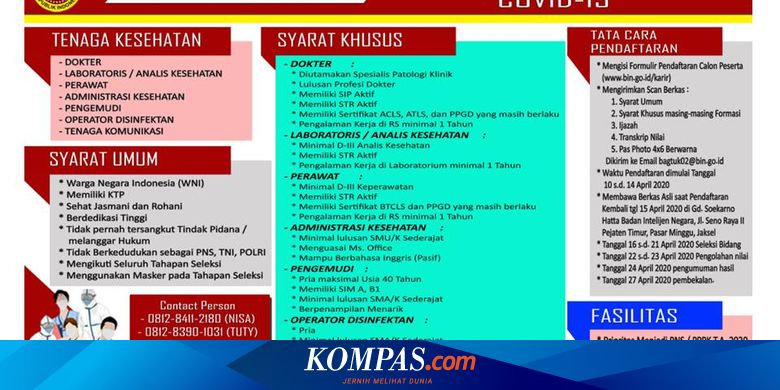Berpeluang Jadi Pns Ini Cara Daftar Lowongan Kerja Di Bin Untuk Tim Covid 19 Halaman All Kompas Com Kegiatan ini diikuti oleh seluruh pengelola data program. lowongan kerja di bin