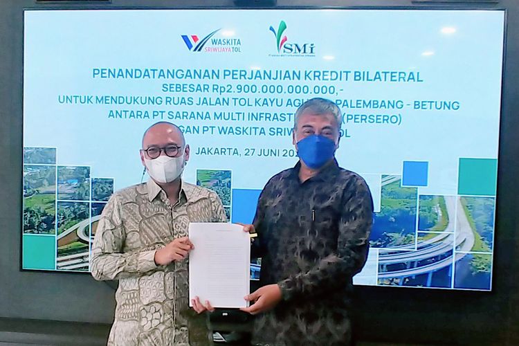 PT Waskita Sriwijaya Tol (WST) dan PT Sarana Multi Infrastruktur (SMI) sepakat menandatangani perjanjian fasilitas pinjaman investasi senilai Rp 2,9 triliun untuk mendukung pembangunan proyek ruas Tol Kayu Agung?Palembang? Betung (Kapal Betung).