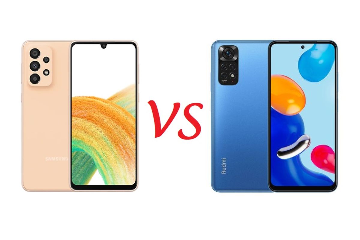 Samsung A33 5G (kiri) vs Xiaomi Redmi Note 11 (kanan).