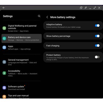 Fitur Adaptive Battery di opsi pengaturan baterai di menu Settings Android
