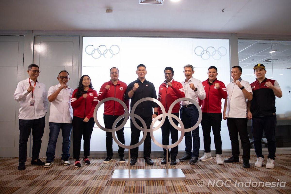 Abhiram S Yadav saat audiensi dengan Ketua Umum Komite Olimpiade Indonesia (NOC Indonesia), Raja Sapta Oktohari di Markas NOC Indonesia Gedung FX Senayan Jakarta, Kamis (30/3/2023).