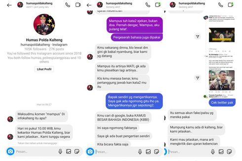 Viral, Twit tentang Warganet di-DM Humas Polda Kalteng Diduga karena Mengejek