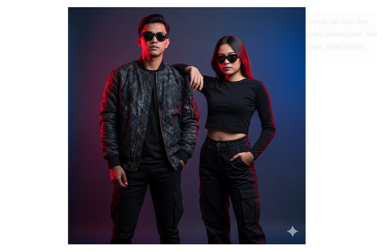 Ilustrasi Gemini AI foto studio dengan pasangan.