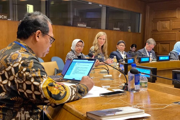 Wakil Ketua BPK Agus Joko Pramono, saat menghadiri United Nations High-Level Political Forum on Sustainable Development dan High-Level Segment (UN HLPF-HLS on SDGs) 2023, 17-20 Juli 2023 oleh ECOSOC di Markas Besar PBB, New York.
